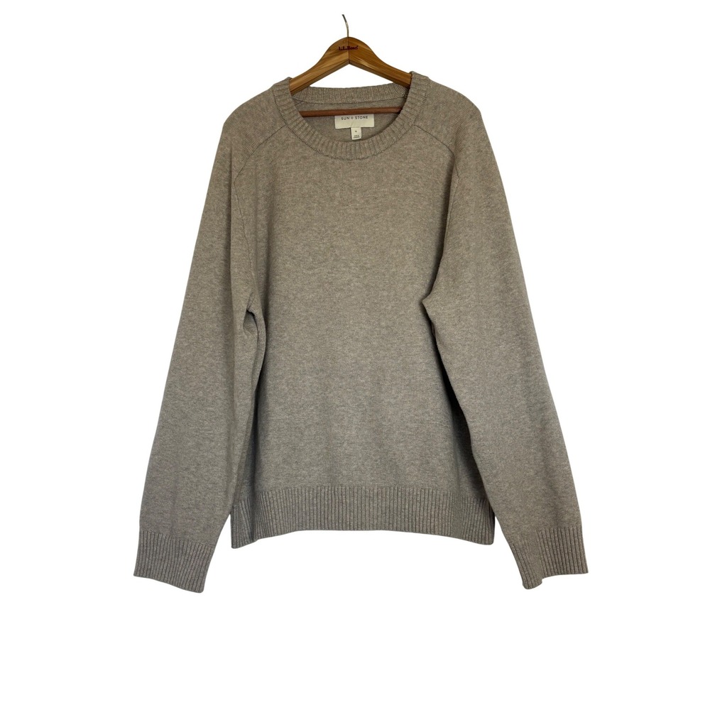 Sun + Stone Mens XL Tan Heathered Cotton Blend Crewneck Raglan Sweater 100207444